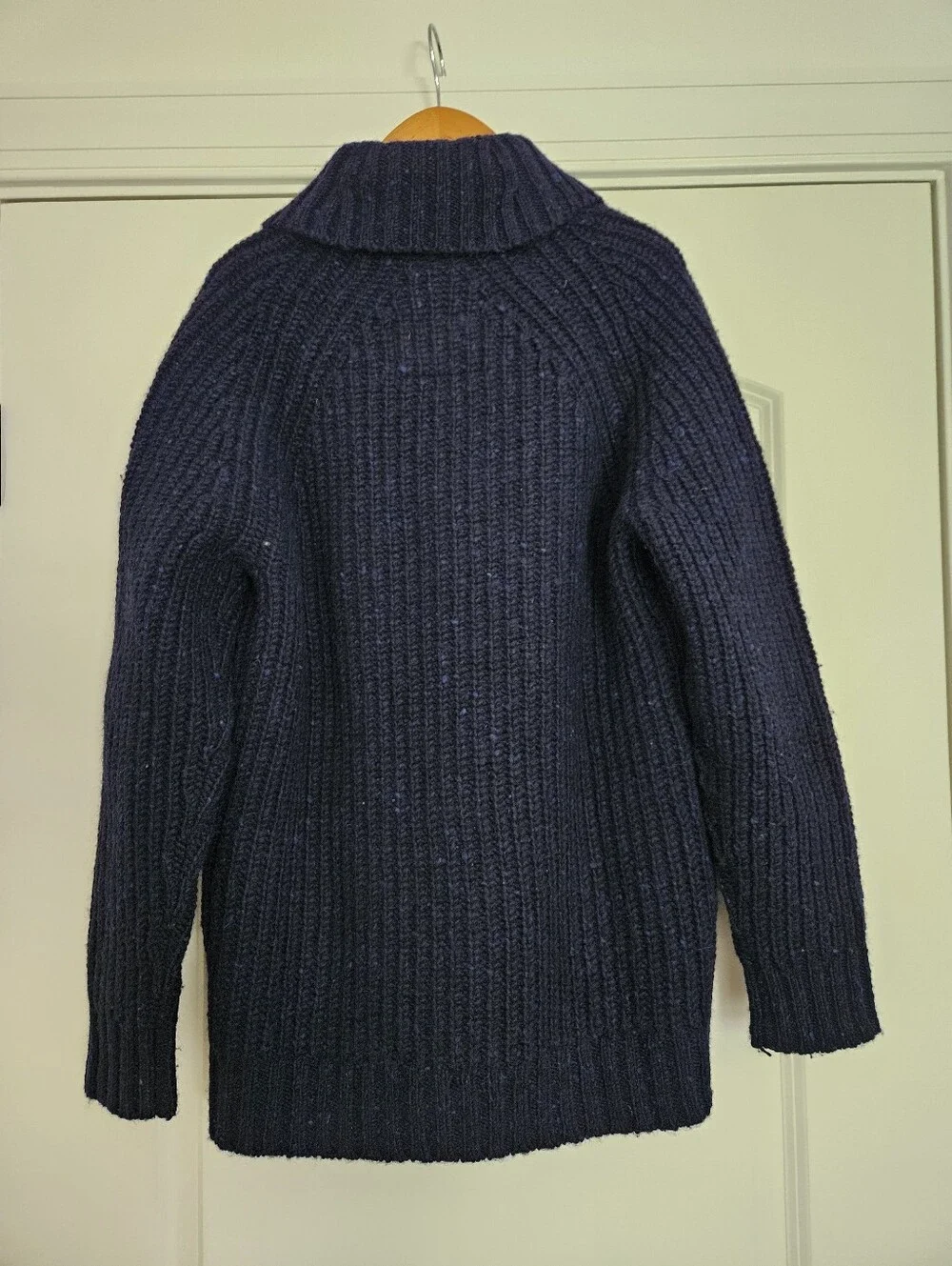 Navy Donegal Wool Shawl Collar Cardigan